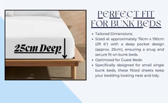 100% Polycotton Bunk Bed Fitted Sheet 2ft 6" (76cmx190cm) Percale Non Iron Easy Care Bottom Sheet RVs | Guest Beds | Caravan Campervan Dazzle Collection uk