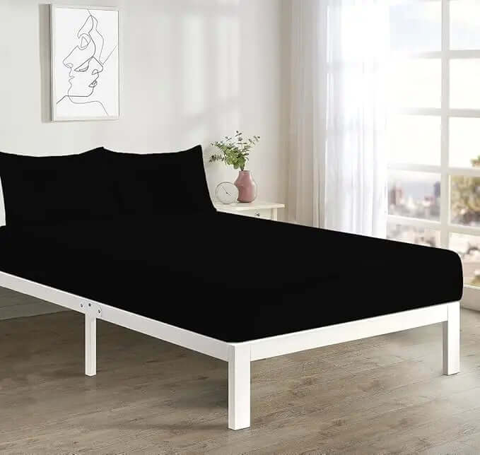 4FT Small Double Fitted Sheet 40cm Extra Deep Polycotton Super Soft Plain Bottom Bed Sheet Comfortable & Durable Easy Care Percale Fitted Bed Sheets Dazzle Collection uk