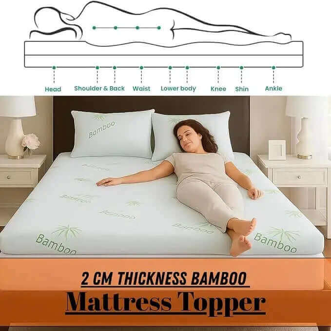 Bamboo Memory Foam Mattress Topper 4cm/2cm Thick Orthopedic Bed Topper Hypoallergenic, Antibacterial, Extra Soft & Firm Support Mattress with Removable Zip Cover Dazzle Collection uk