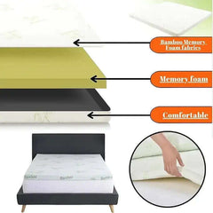 Bamboo Memory Foam Mattress Topper 4cm/2cm Thick Orthopedic Bed Topper Hypoallergenic, Antibacterial, Extra Soft & Firm Support Mattress with Removable Zip Cover Dazzle Collection uk