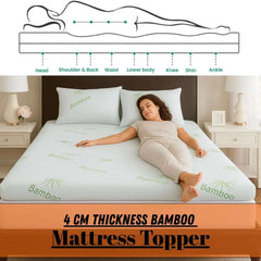 Bamboo Memory Foam Mattress Topper 4cm Thick Orthopedic Bed Topper