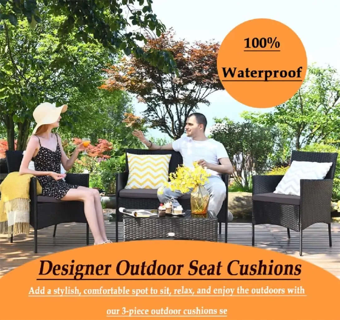 Dazzle Collection 3 Pieces Replacement Cushions Set For Rattan Chairs Sofa Patio Seat Pads Waterproof Outdoor Garden Furniture Comfy Cushions Lightweight and Durable Dazzle Collection