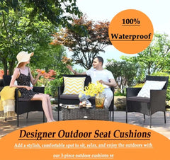 Dazzle Collection 3 Pieces Replacement Cushions Set For Rattan Chairs Sofa Patio Seat Pads Waterproof Outdoor Garden Furniture Comfy Cushions Lightweight and Durable Dazzle Collection