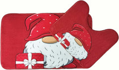 Dazzle Collection Bath Mat and Pedestal Mat Set Chrisms Festive Pattern Anti Slip Extra Absorbent Super Soft Memory Foam Bathroom Rags Dazzle Collection