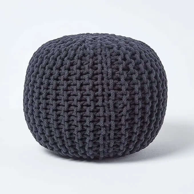 Dazzle Collection Natural Knitted Pouffe Footstool Bean Large 100% Cotton Filling Handmade & Hand Stitched for Living Room Children or the Elderly Dazzle Collection uk