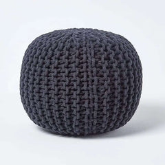 Dazzle Collection Natural Knitted Pouffe Footstool Bean Large 100% Cotton Filling Handmade & Hand Stitched for Living Room Children or the Elderly Dazzle Collection uk