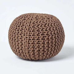 Dazzle Collection Natural Knitted Pouffe Footstool Bean Large 100% Cotton Filling Handmade & Hand Stitched for Living Room Children or the Elderly Dazzle Collection uk