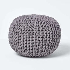 Dazzle Collection Natural Knitted Pouffe Footstool Bean Large 100% Cotton Filling Handmade & Hand Stitched for Living Room Children or the Elderly Dazzle Collection uk