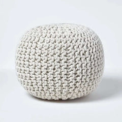 Dazzle Collection Natural Knitted Pouffe Footstool Bean Large 100% Cotton Filling Handmade & Hand Stitched for Living Room Children or the Elderly Dazzle Collection uk