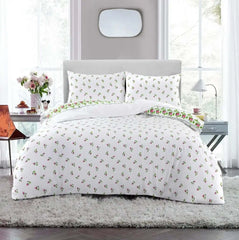 Dazzle Collection Printed Duvet Cover Rose Bud Thermal Flannelette 100% Cotton Duvet Cover with Matching Pillowcase Cover Bedding Set (Pink, Single) Dazzle Collection