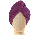 Dazzle Collection® 100% COTTON Hair Turban Towel Dry Hair Towel Wrap Lightweight Turban Cap with Loop and Button Fastener Absorbent Dry Hair Quickly for Women (68 cm x 27 cm, Purple) Dazzle Collection uk