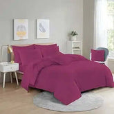 Dazzle Collection® Plain Dyed DUVET COVER SET with Matching Pillowcases Luxury 100% PolyCotton Bedroom Bedding Bed Set Easy Care UK Sizes Bedding Set (Double, Fuchsia)