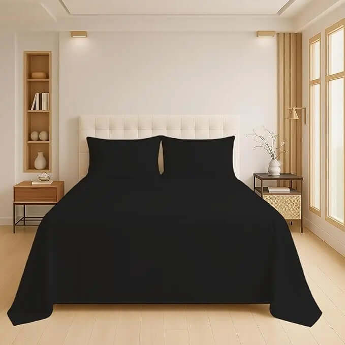 Luxury Flat Sheet Polycotton Plain Dyed Easy-care Non-Iron Bedsheets Parcale Wrinkle-resistant polycotton fabric Dazzle Collection uk