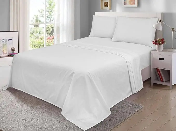 100% Egyptian Cotton Flat Sheet Super Soft Breathable Hypoallergenic Easy Care 200 Thread Count Bed Flat Sheet Hotel Quality Bedding Set Dazzle Collection uk
