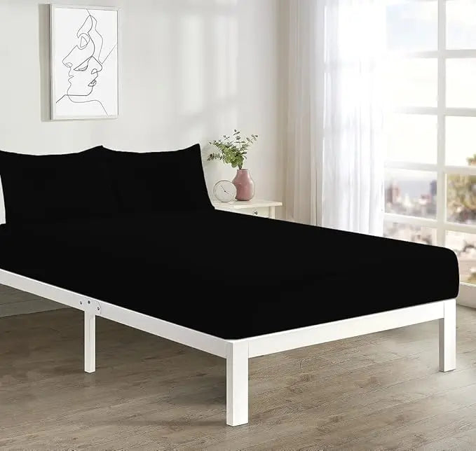 4FT Fitted Sheet 25cm Deep Polycotton Super Soft Plain Bottom Bed Sheet | Comfortable & Durable Easy Care Percale Fitted Bed Sheets Dazzle Collection uk