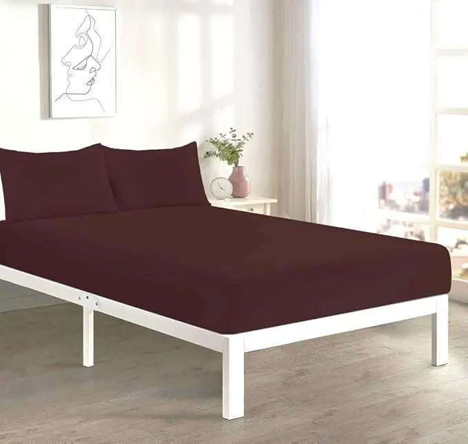 4FT Fitted Sheet 25cm Deep Polycotton Super Soft Plain Bottom Bed Sheet | Comfortable & Durable Easy Care Percale Fitted Bed Sheets Dazzle Collection uk