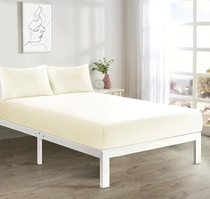 4FT Fitted Sheet 25cm Deep Polycotton Super Soft Plain Bottom Bed Sheet | Comfortable & Durable Easy Care Percale Fitted Bed Sheets Dazzle Collection uk