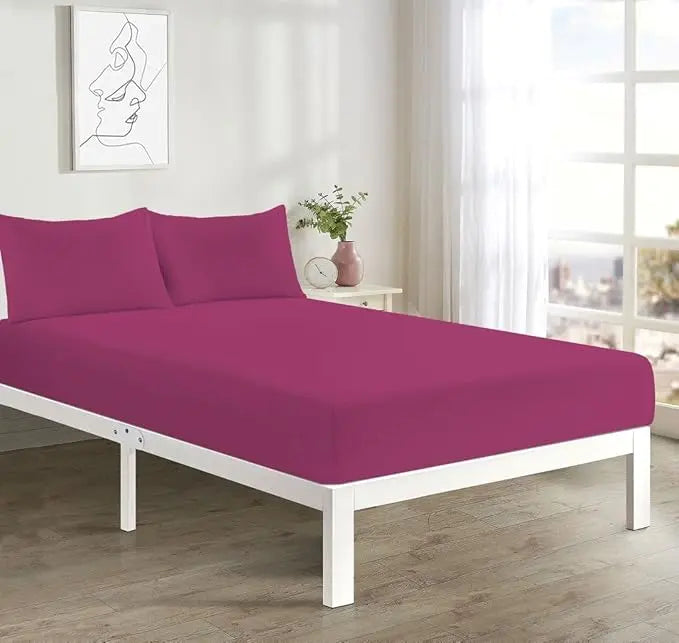 4FT Fitted Sheet 25cm Deep Polycotton Super Soft Plain Bottom Bed Sheet | Comfortable & Durable Easy Care Percale Fitted Bed Sheets Dazzle Collection uk