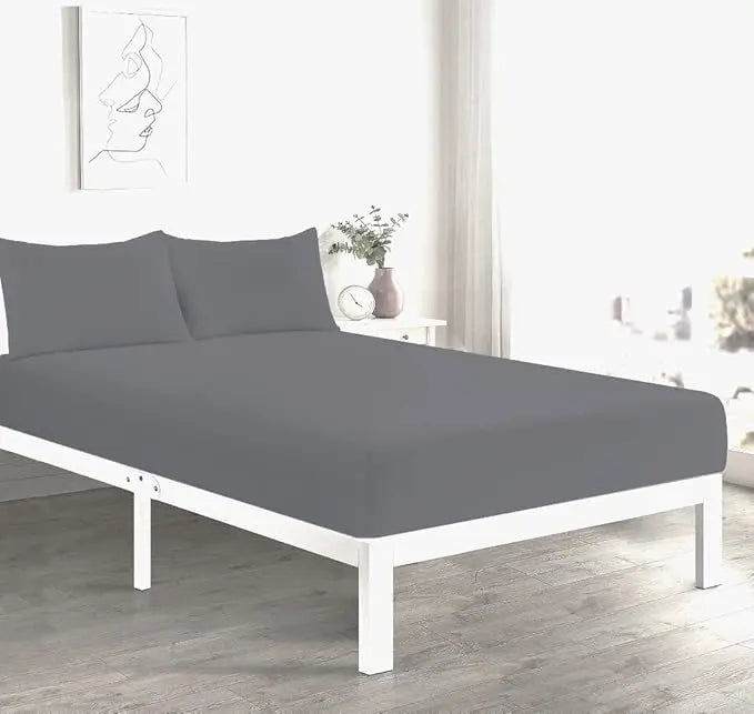 4FT Fitted Sheet 25cm Deep Polycotton Super Soft Plain Bottom Bed Sheet | Comfortable & Durable Easy Care Percale Fitted Bed Sheets Dazzle Collection uk