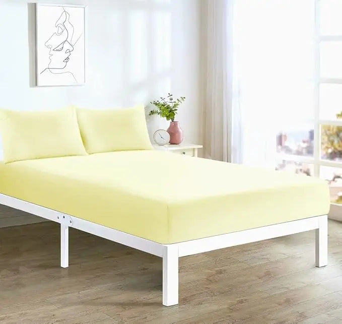 4FT Fitted Sheet 25cm Deep Polycotton Super Soft Plain Bottom Bed Sheet | Comfortable & Durable Easy Care Percale Fitted Bed Sheets Dazzle Collection uk