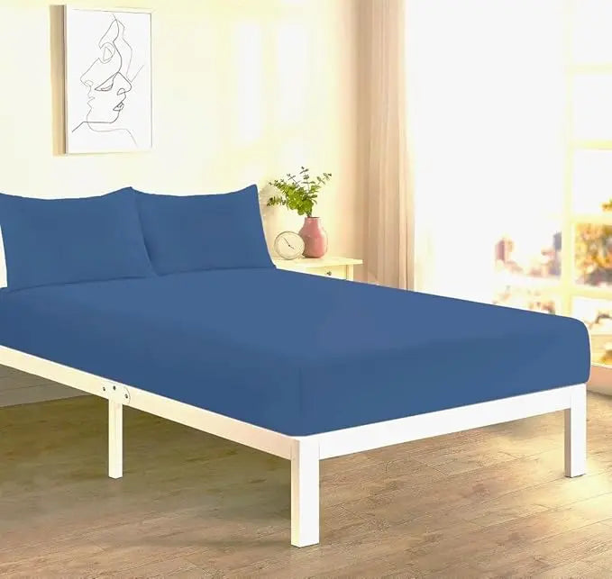 4FT Fitted Sheet 25cm Deep Polycotton Super Soft Plain Bottom Bed Sheet | Comfortable & Durable Easy Care Percale Fitted Bed Sheets Dazzle Collection uk