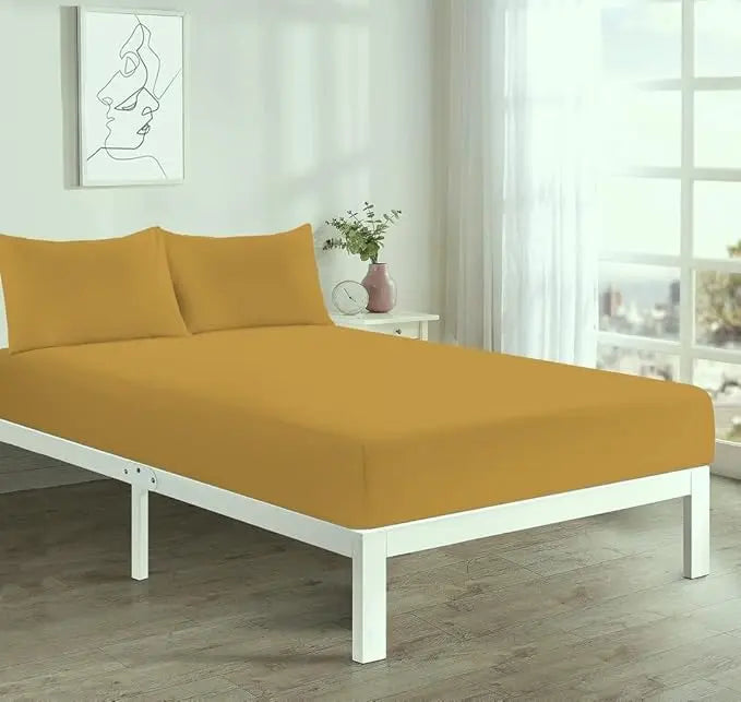 4FT Fitted Sheet 25cm Deep Polycotton Super Soft Plain Bottom Bed Sheet | Comfortable & Durable Easy Care Percale Fitted Bed Sheets Dazzle Collection uk
