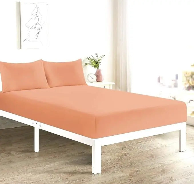 4FT Fitted Sheet 25cm Deep Polycotton Super Soft Plain Bottom Bed Sheet | Comfortable & Durable Easy Care Percale Fitted Bed Sheets Dazzle Collection uk