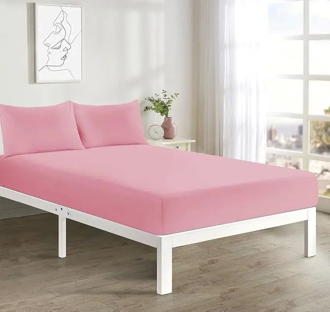 4FT Fitted Sheet 25cm Deep Polycotton Super Soft Plain Bottom Bed Sheet | Comfortable & Durable Easy Care Percale Fitted Bed Sheets Dazzle Collection uk