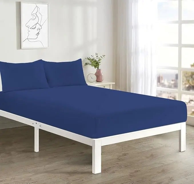 4FT Fitted Sheet 25cm Deep Polycotton Super Soft Plain Bottom Bed Sheet | Comfortable & Durable Easy Care Percale Fitted Bed Sheets Dazzle Collection uk