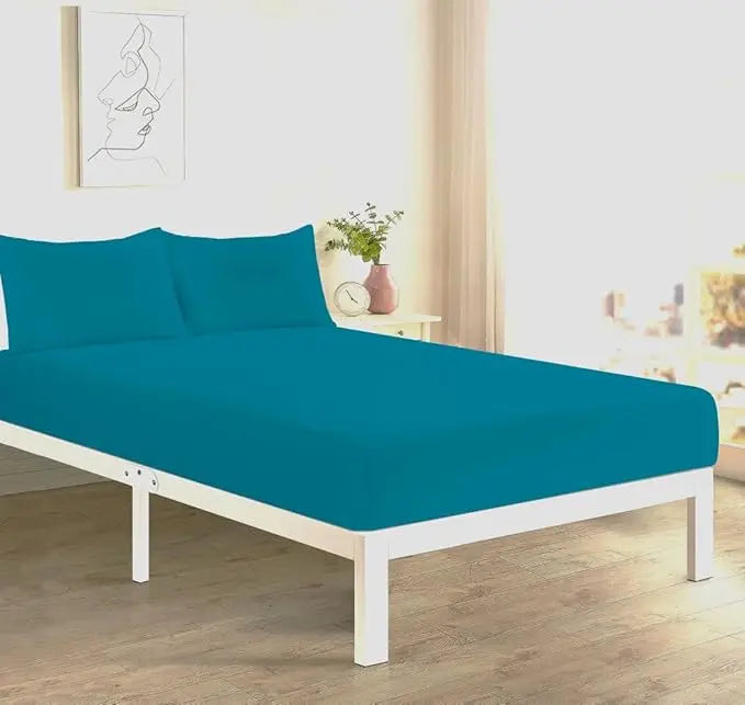 4FT Fitted Sheet 25cm Deep Polycotton Super Soft Plain Bottom Bed Sheet | Comfortable & Durable Easy Care Percale Fitted Bed Sheets Dazzle Collection uk