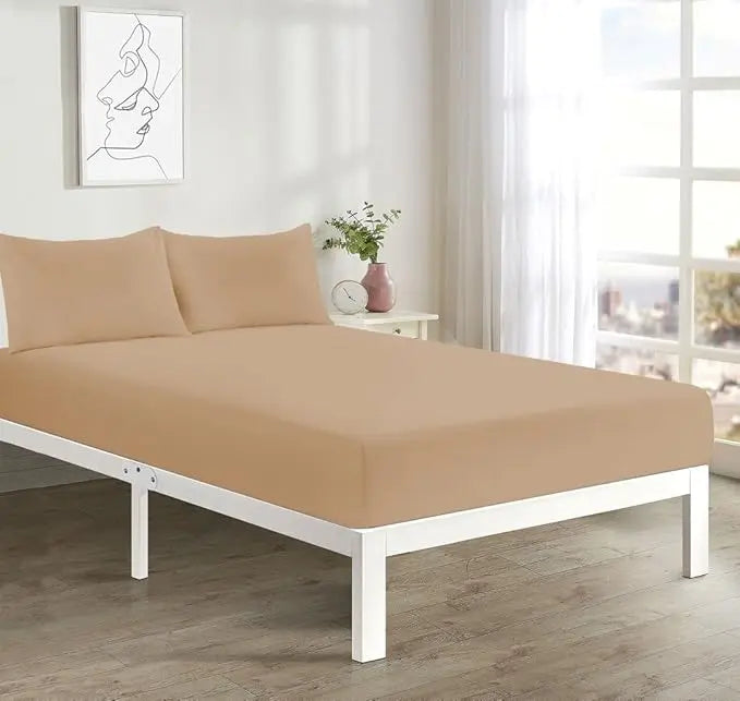 4FT Small Double Fitted Sheet 40cm Extra Deep Polycotton Super Soft Plain Bottom Bed Sheet Comfortable & Durable Easy Care Percale Fitted Bed Sheets Dazzle Collection uk