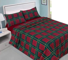 Dazzle Collection Tartan Check Flannelette Thermal 100% Brushed Cotton Sheets Sets (Flat Sheet, Fitted Sheet & Pillowcase Cover) Warm Cozy Bedding Set (Red, Single Sheets Set) ‎Dazzle Collection