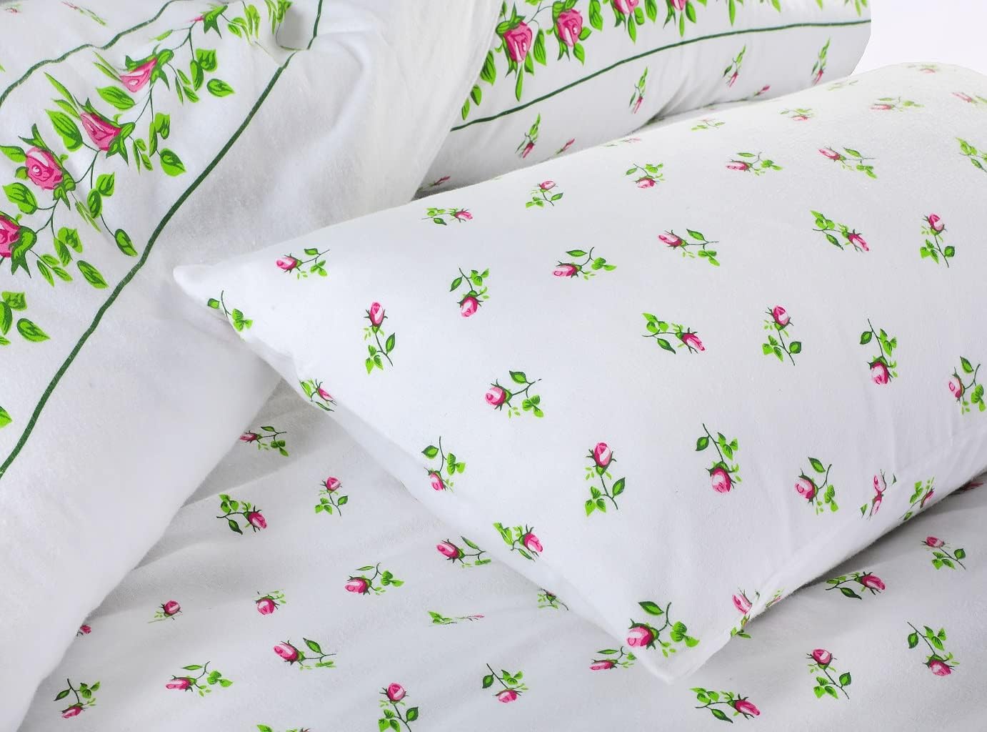 Dazzle Collection Printed Duvet Cover Rose Bud Thermal Flannelette 100% Cotton Duvet Cover with Matching Pillowcase Cover Bedding Set (Pink, Single) ‎Dazzle Collection