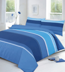 Carter Stripes Pattern Luxurious Modern Style Duvet Cover Reversible Soft, Cozy, Warm Bedding Sets (Double, Blue) ‎Dazzle Collection