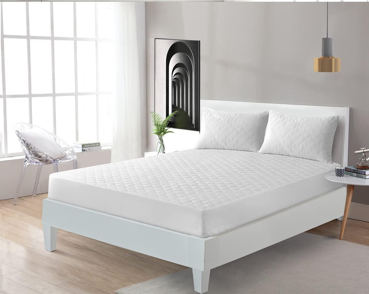 100% Polycotton Quilted Mattress Protector Fitted Sheet Ultra Soft Hypoallergenic Noise-Free Bedding Stretches Up to 30cm Deep Mattress Topper (Single) ‎Dazzle Collection