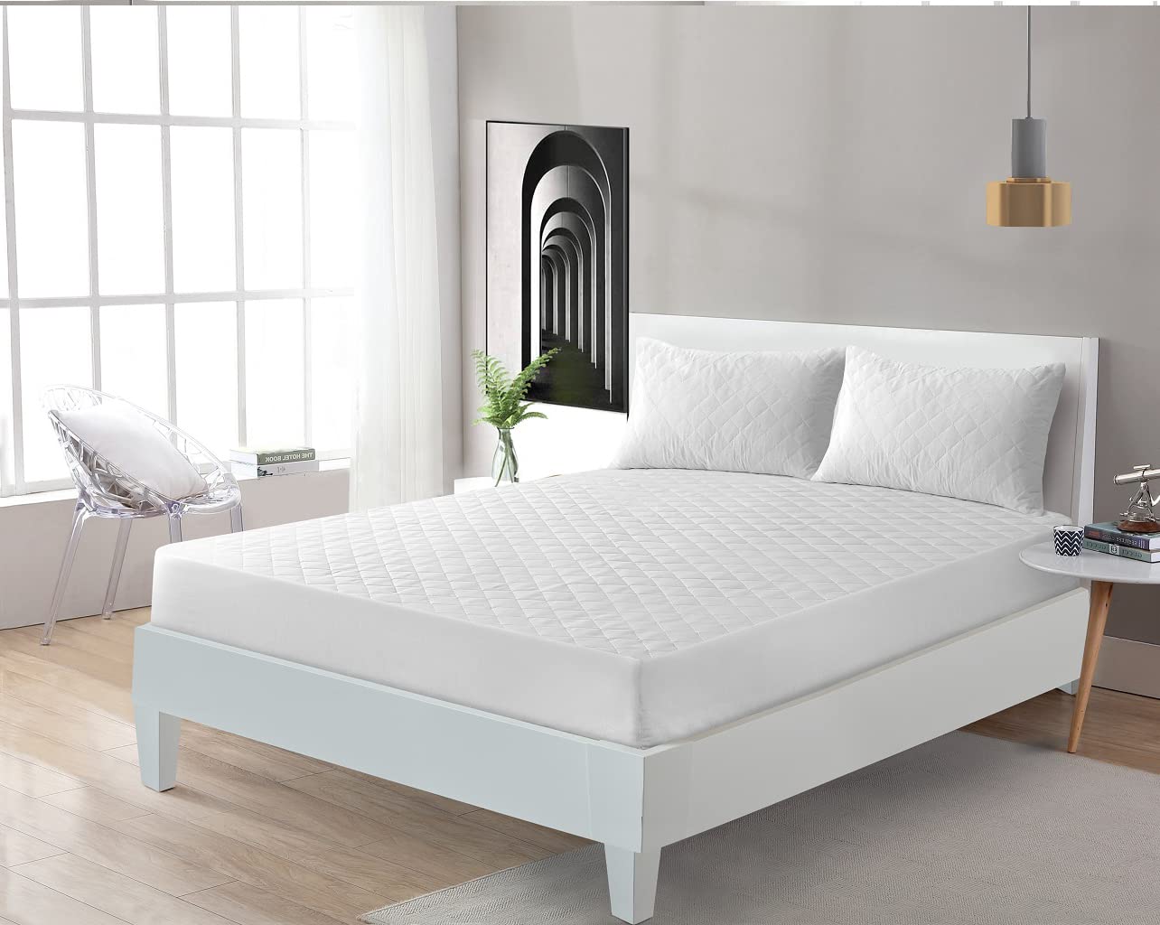 100% Polycotton Quilted Mattress Protector Fitted Sheet Ultra Soft Hypoallergenic Noise-Free Bedding Stretches Up to 30cm Deep Mattress Topper (Single) ‎Dazzle Collection