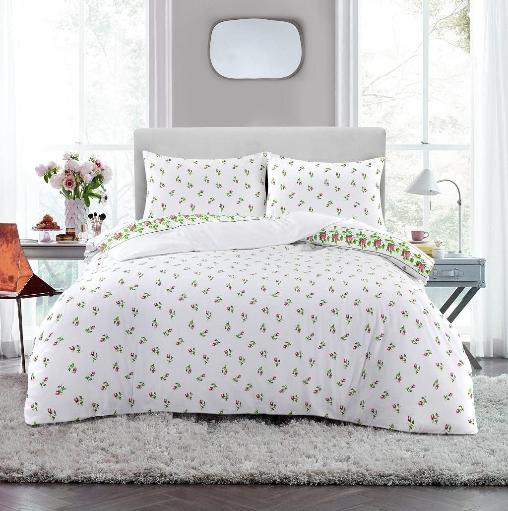 Dazzle Collection Printed Duvet Cover Rose Bud Thermal Flannelette 100% Cotton Duvet Cover with Matching Pillowcase Cover Bedding Set (Pink, Single) ‎Dazzle Collection