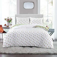 Dazzle Collection Printed Duvet Cover Rose Bud Thermal Flannelette 100% Cotton Duvet Cover with Matching Pillowcase Cover Bedding Set (Pink, Single) ‎Dazzle Collection
