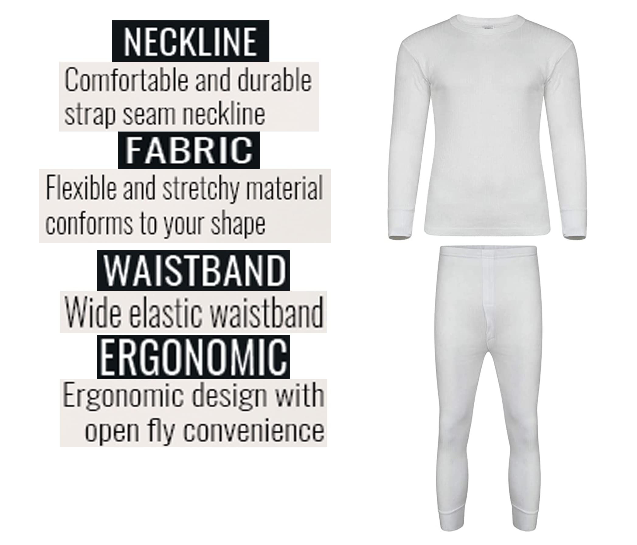 Dazzle Collection Men's Long John Lightweight Thermal Underwear Set Long Sleeve Top and Trousers Warm Bottom Heat Suit for Winters Dazzle Collection uk