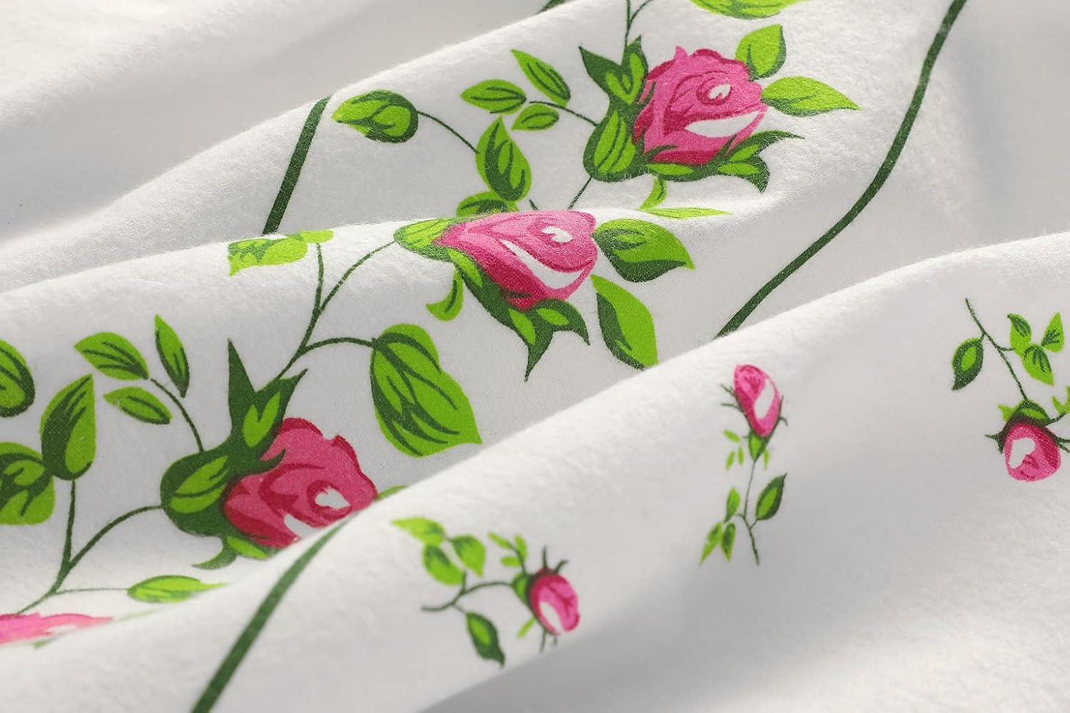 Dazzle Collection Luxury Thermal Flannelette Rose Bed Sheet Sets Include Fitted Sheet + Flat Sheet and Matching Pillowcase cover 100% Brushed Cotton Bedding Set (Pink, King) ‎Dazzle Collection