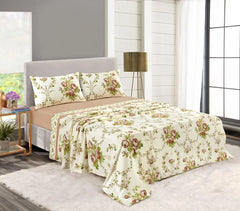 Dazzle Collection 100% Brushed Cotton Luxury Thermal Olivia Flannelette Sheet Set Include Fitted Sheet + Flat Sheet and Matching Pillowcase cover Bedding Set ‎Dazzle Collection