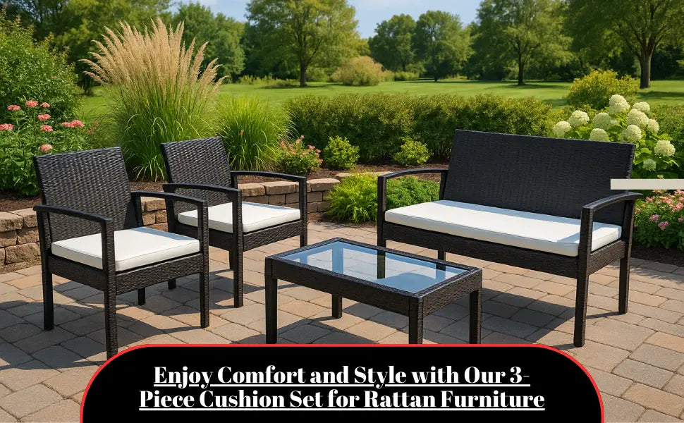 Dazzle Collection 3 Pieces Replacement Cushions Set For Rattan Chairs Sofa Patio Seat Pads Waterproof Outdoor Garden Furniture Comfy Cushions Lightweight and Durable Dazzle Collection