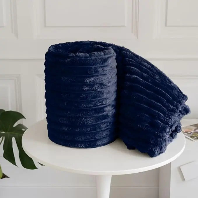 Dazzle Collection Faux Fur Fleece Blanket Throw Chunky Ribbed Cord Soft & Warm Striped Throw Blankets For Sofas Beds Couch Floor Camping Dazzle Collection uk