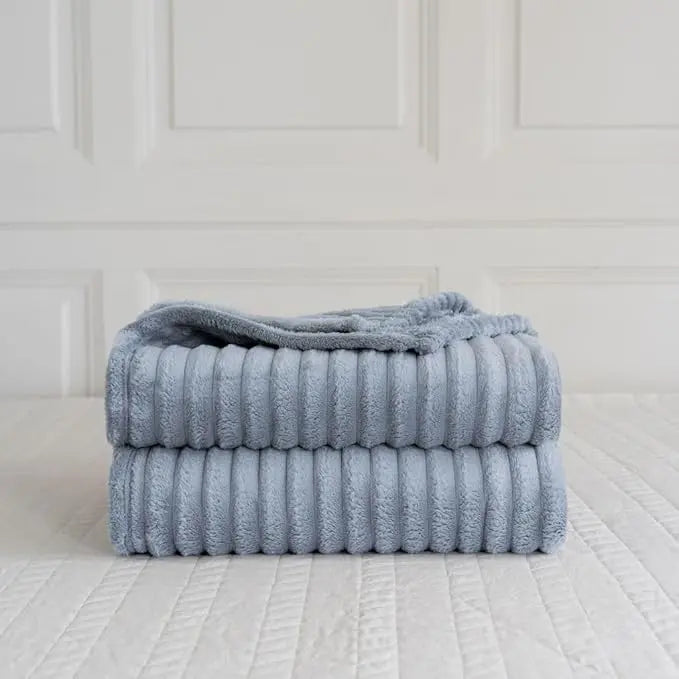 Dazzle Collection Faux Fur Fleece Blanket Throw Chunky Ribbed Cord Soft & Warm Striped Throw Blankets For Sofas Beds Couch Floor Camping Dazzle Collection uk