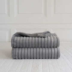 Dazzle Collection Faux Fur Fleece Blanket Throw Chunky Ribbed Cord Soft & Warm Striped Throw Blankets For Sofas Beds Couch Floor Camping Dazzle Collection uk
