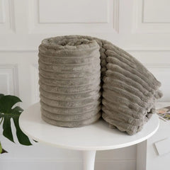 Dazzle Collection Faux Fur Fleece Blanket Throw Chunky Ribbed Cord Soft & Warm Striped Throw Blankets For Sofas Beds Couch Floor Camping Dazzle Collection uk