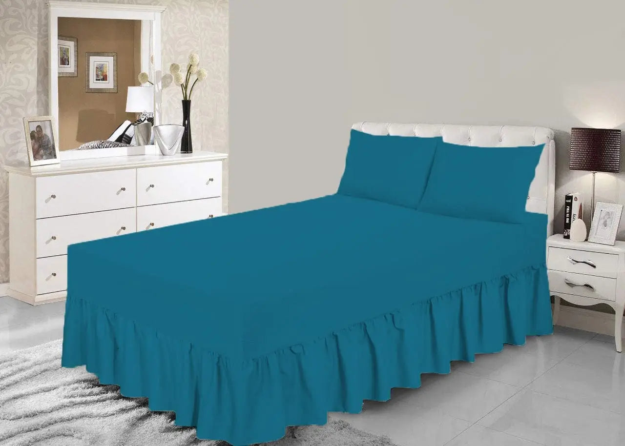 Dazzle Collection Frilled Valance Fitted Sheet  Easy Care 100% Polycotton Valance Sheet For Single to Super King Size Bed Sheet Machine Washable Dazzle Collection uk