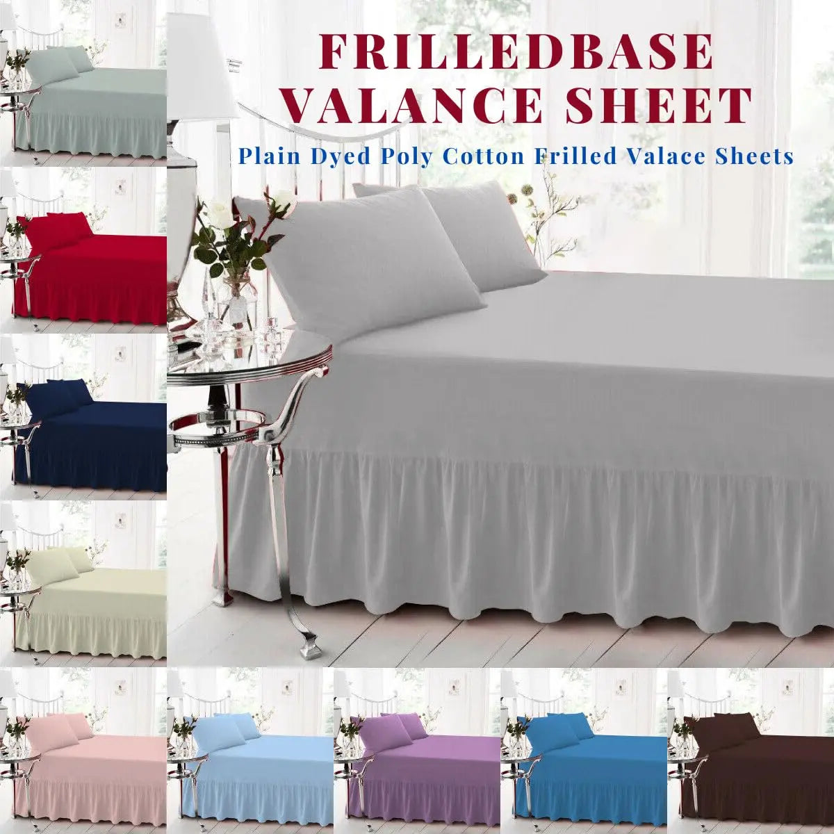 Dazzle Collection Frilled Valance Fitted Sheet  Easy Care 100% Polycotton Valance Sheet For Single to Super King Size Bed Sheet Machine Washable Dazzle Collection uk