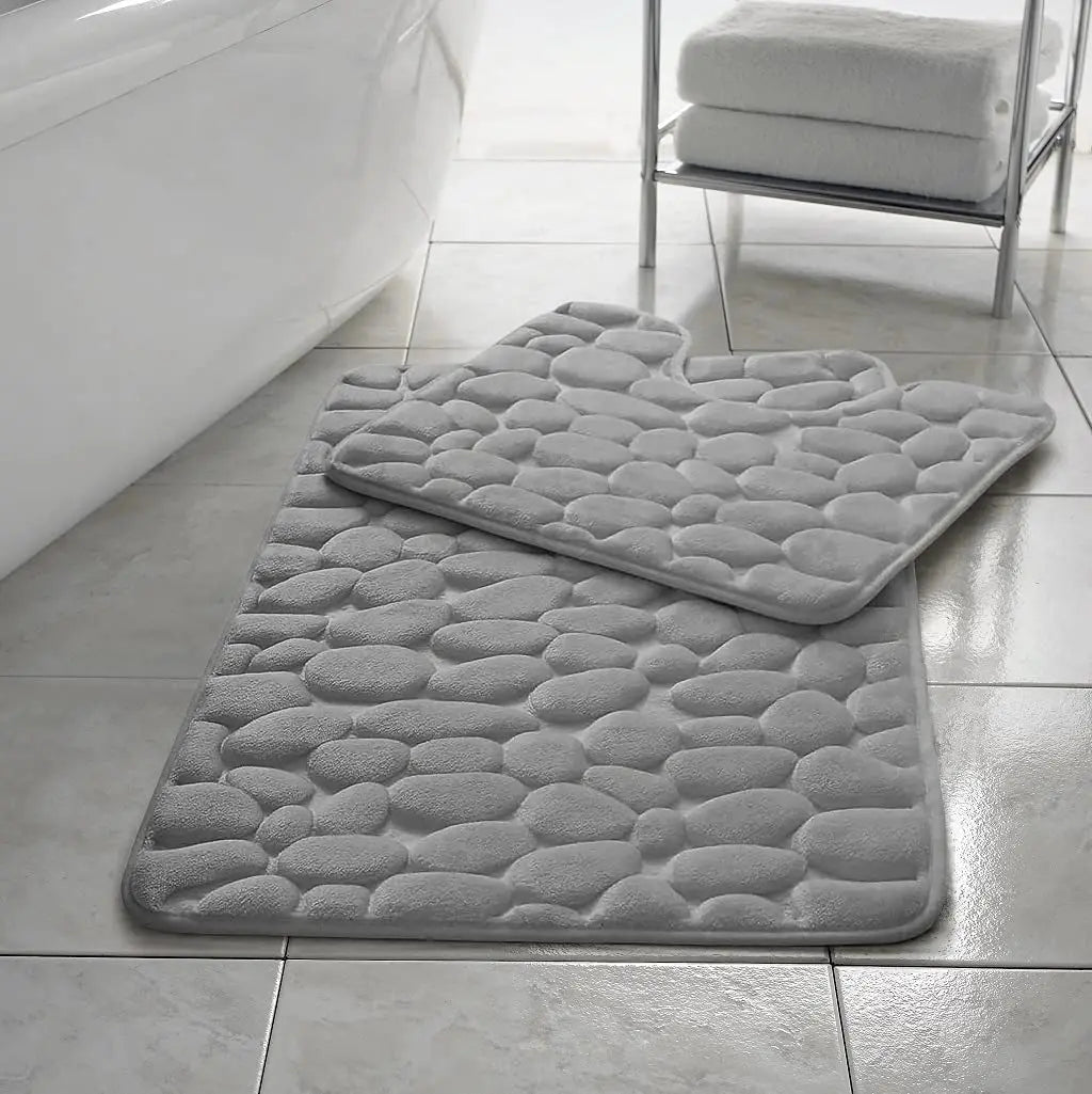 Dazzle Collection Memory Foam Bath Mat Set Super Absorbent Extra Soft Non-Slip Pebble Bath Mats for Bathroom Floor Dry Bath Rugs Washable ‎Dazzle Collection