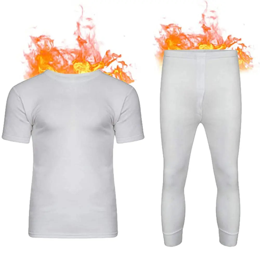 Dazzle Collection Men's Long John Lightweight Thermal Underwear Set Short Sleeve Top and Trousers Warm Bottom Heat Suit for Winters Dazzle Collection